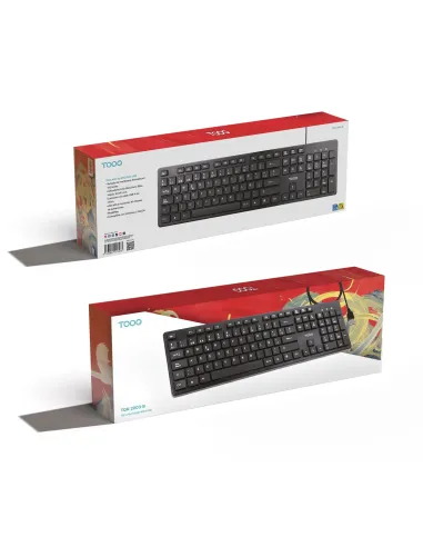 TooQ Teclado silencioso USB, 105 teclas, Negro