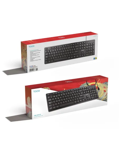 TooQ Teclado silencioso USB, 105 teclas, Negro
