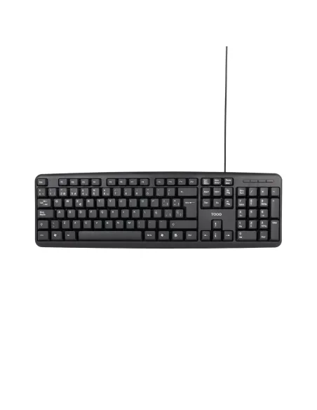 TooQ Teclado USB, 104 teclas, Negro