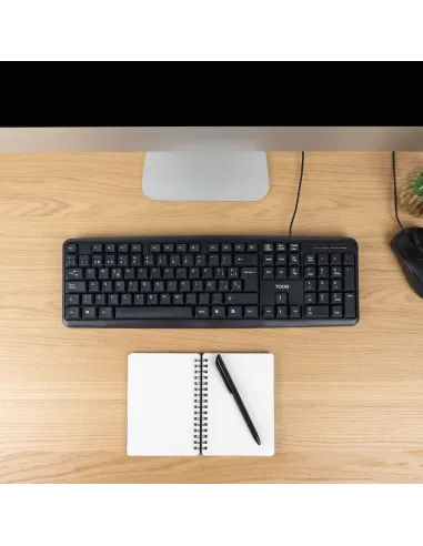 TooQ Teclado USB, 104 teclas, Negro
