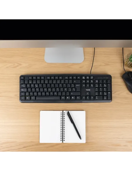 TooQ Teclado USB, 104 teclas, Negro