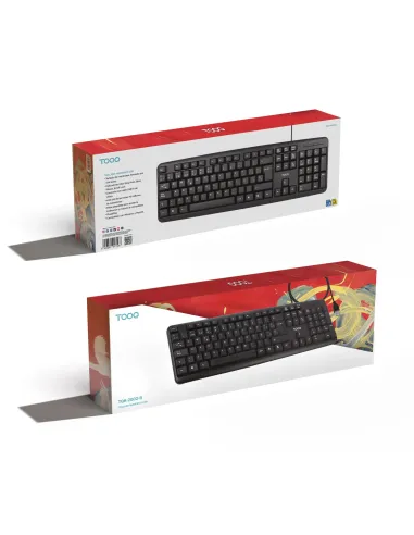 TooQ Teclado USB, 104 teclas, Negro