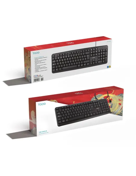 TooQ Teclado USB, 104 teclas, Negro
