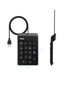 TooQ Teclado numérico USB, 19 teclas, Negro 2