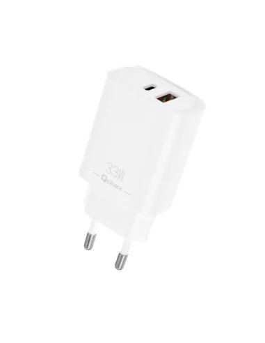 Cargador qcharx eros 3a 33w 1 x usb tipo a - 1 x usb tipo c blanco