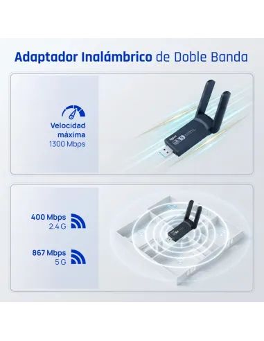 iggual Adaptador USB Wifi 1300 Mbps dual 2.4G 5G