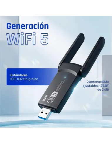 iggual Adaptador USB Wifi 1300 Mbps dual 2.4G 5G