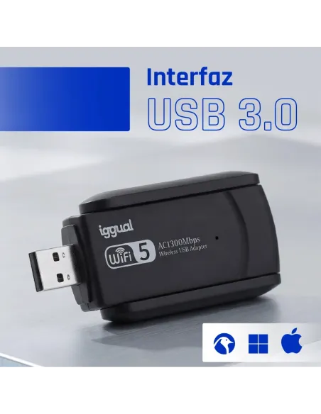 iggual Adaptador USB Wifi 1300 Mbps dual 2.4G 5G