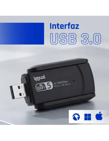 iggual Adaptador USB Wifi 1300 Mbps dual 2.4G 5G