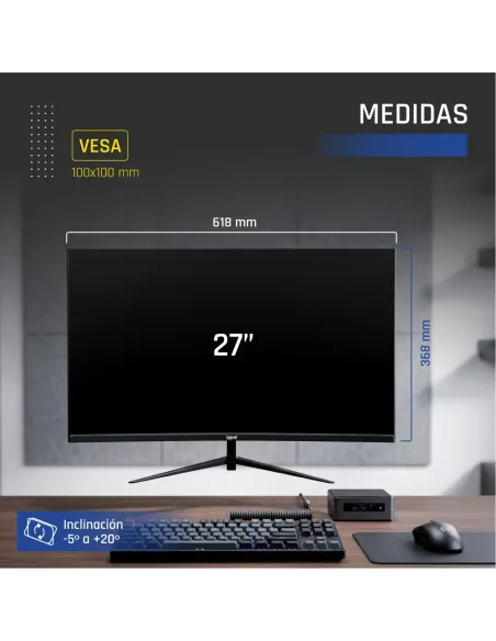iggual Monitor 27" 1ms FHD 120Hz VGA HDMI DP MM