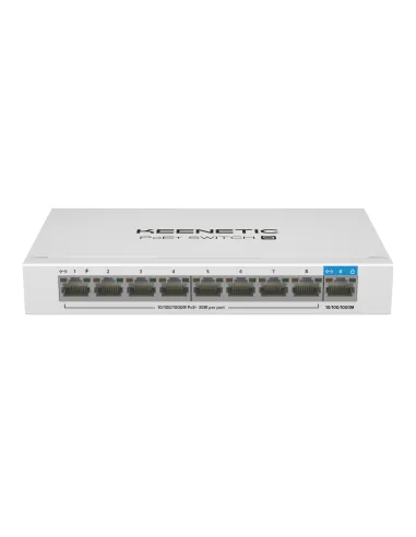 Keenetic PoE+ Switch 9 (KN-4710) Switch Gigabit de 9 puertos con 8 puertos PoE+ y asignación de energía de 120 W
