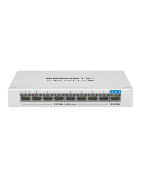 Keenetic PoE+ Switch 9 (KN-4710) Switch Gigabit de 9 puertos con 8 puertos PoE+ y asignación de energía de 120 W
