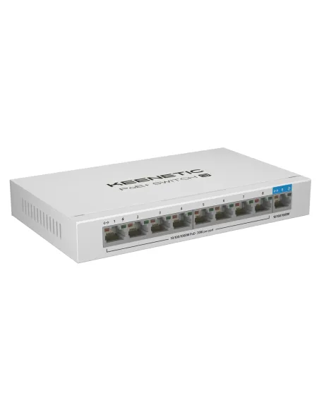 Keenetic PoE+ Switch 9 (KN-4710) Switch Gigabit de 9 puertos con 8 puertos PoE+ y asignación de energía de 120 W