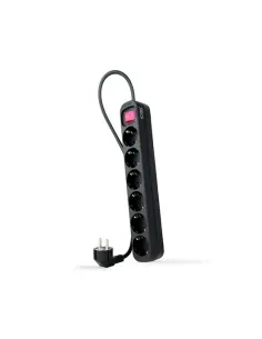 Nanocable Regleta de enchufes de 6 tomas con interruptor, 1.4 metros Negra