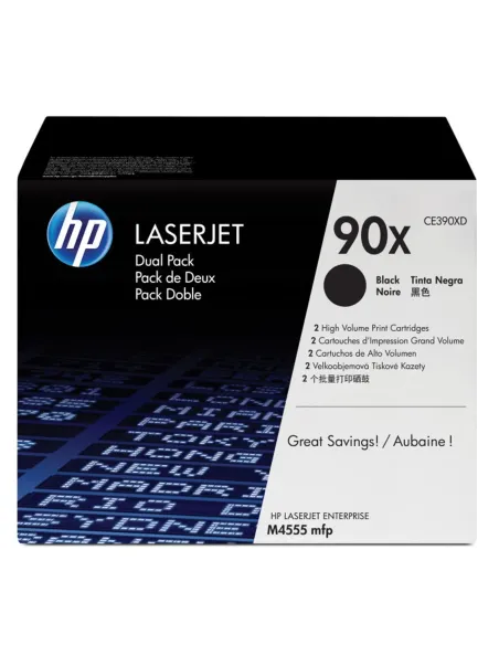 HP Pack de ahorro de 2 cartuchos de tóner original LaserJet HP 90X de alta capacidad negro