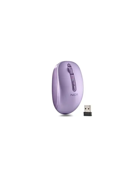 Ratón Ergonómico Inalámbrico NGS Fog Dual FOGDUALPURPLE Silencioso/ Hasta 1600 DPI/ Púrpura