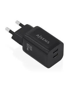 AISENS Cargador GaN 65W, 2xUSB-C PD3.0 QC4.0, Negro
