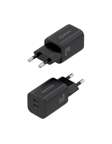 AISENS Cargador GaN 65W, 2xUSB-C PD3.0 QC4.0, Negro
