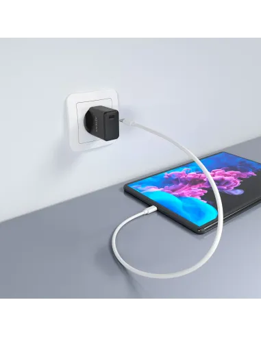 AISENS Cargador GaN USB-C PD3.0 1xUSB-C 20W, Negro
