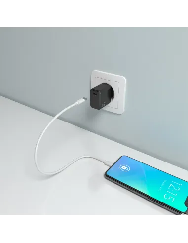 AISENS Cargador GaN USB-C PD3.0 1xUSB-C 20W, Negro