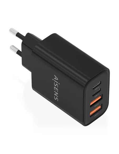 AISENS Cargador GaN 32W, 2xUSB-C PD3.0, 2xUSB-A, Negro