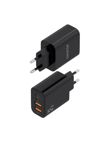 AISENS Cargador GaN 32W, 2xUSB-C PD3.0, 2xUSB-A, Negro