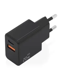 AISENS Cargador GaN 20W, 1xUSB-C PD3.0, 1xUSB-A QC3.0, Negro 2