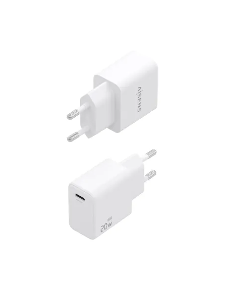 AISENS Cargador GaN USB-C PD3.0 1xUSB-C 20W, Blanco