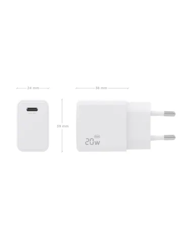 AISENS Cargador GaN USB-C PD3.0 1xUSB-C 20W, Blanco
