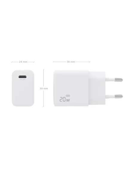 AISENS Cargador GaN USB-C PD3.0 1xUSB-C 20W, Blanco