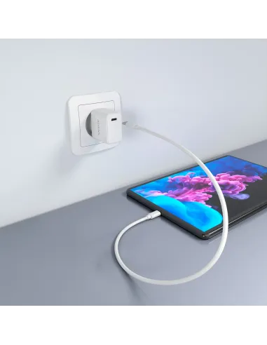 AISENS Cargador GaN USB-C PD3.0 1xUSB-C 20W, Blanco