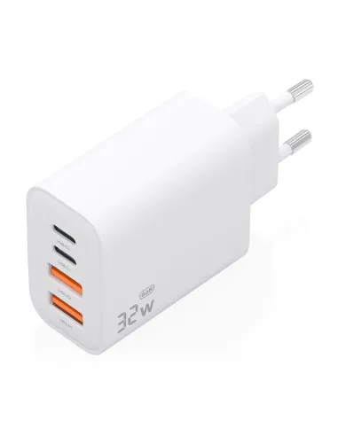 AISENS Cargador GaN 32W, 2xUSB-C PD3.0, 2xUSB-A, Blanco