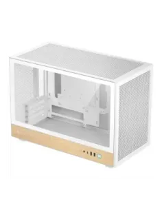 Caja ordenador gaming deepcool ch260 wood wh matx cristal templado blanca y madera