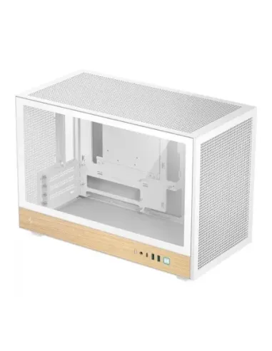 Caja ordenador gaming deepcool ch260 wood wh matx cristal templado blanca y madera