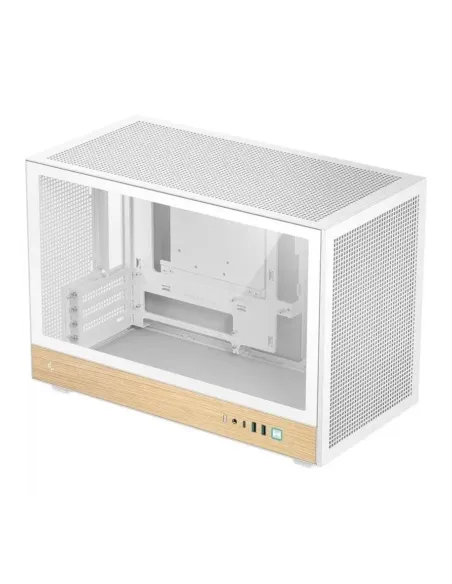 Caja ordenador gaming deepcool ch260 wood wh matx cristal templado blanca y madera