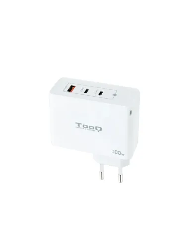 TooQ Cargador de Pared GaN 2xUSB-C/PD + USB-A/QC 100W, Blanco