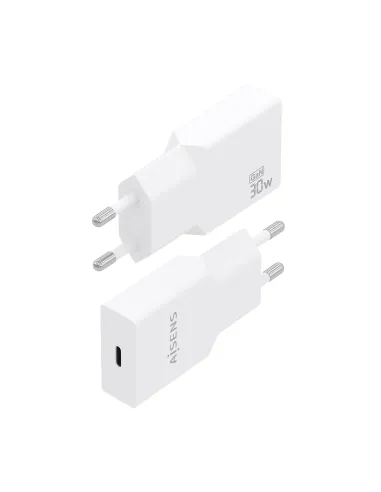 AISENS Cargador Ultra Delgado GaN 30W, 1xUSB-C PD3.0, Blanco