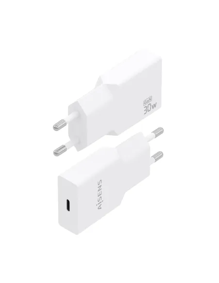 AISENS Cargador Ultra Delgado GaN 30W, 1xUSB-C PD3.0, Blanco