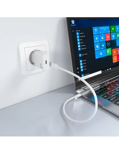 AISENS Cargador Ultra Delgado GaN 30W, 1xUSB-C PD3.0, Blanco