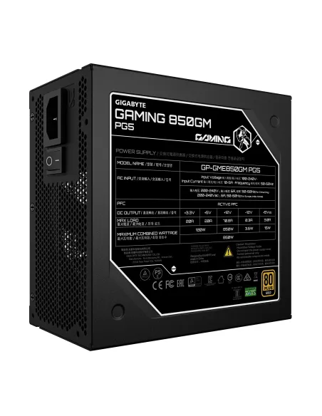 GIGABYTE GAMING 850GM PG5 Fuente de Alimentación – PCIe 5.1, 80 PLUS Gold, diseño totalmente modular, ventilador de 135 mm,