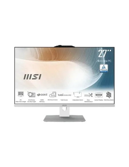 Ordenador all in one msi modern am272p 1m - 1423eu core 7 - 150u -  16gb -  ssd 512gb -  27 pulgadas fhd -  w11p