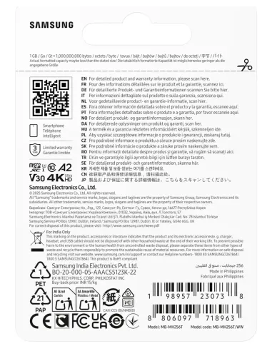 Samsung MB-MH256T WW memoria flash 256 GB MicroSDXC UHS-I