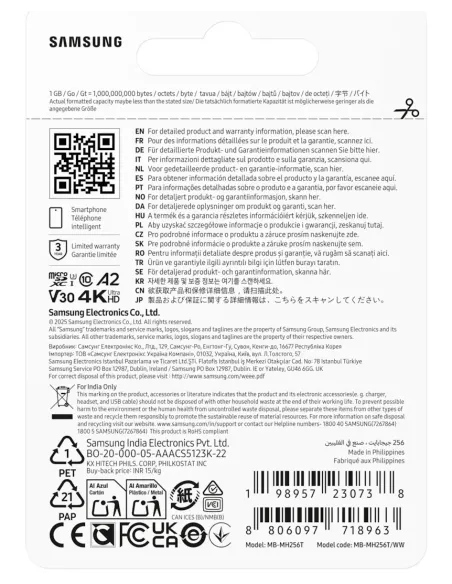 Samsung MB-MH256T WW memoria flash 256 GB MicroSDXC UHS-I