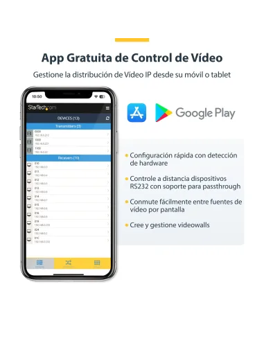 StarTech.com Receptor HDMI 4K por IP para ST12MHDLAN4K - Extensor IP con Aplicación de Control de Vídeo - Alargador de Vídeo