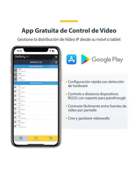 StarTech.com Receptor HDMI 4K por IP para ST12MHDLAN4K - Extensor IP con Aplicación de Control de Vídeo - Alargador de Vídeo