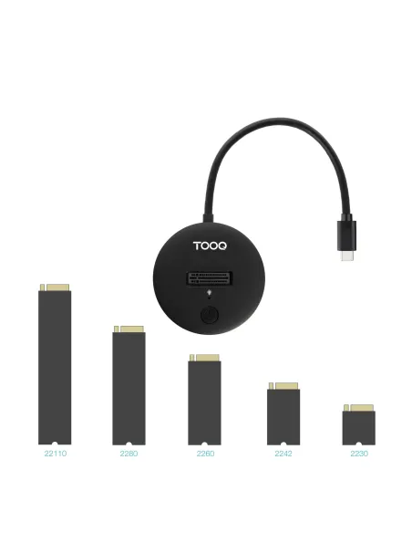 TooQ Docking Station USB-C 3.2 Gen 2x1 para SSD M.2 NVMe PICe, Negra