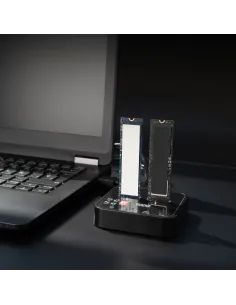 TooQ Docking Station USB-C 3.2 Gen 2 Dual Bay para SSD M.2 NGFF NVMe Clonador, Negro 2