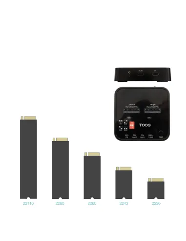 TooQ Docking Station USB-C 3.2 Gen 2 Dual Bay para SSD M.2 NGFF NVMe Clonador, Negro