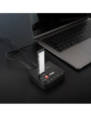 TooQ Docking Station USB-C 3.2 Gen 2 Dual Bay para SSD M.2 NGFF NVMe Clonador, Negro