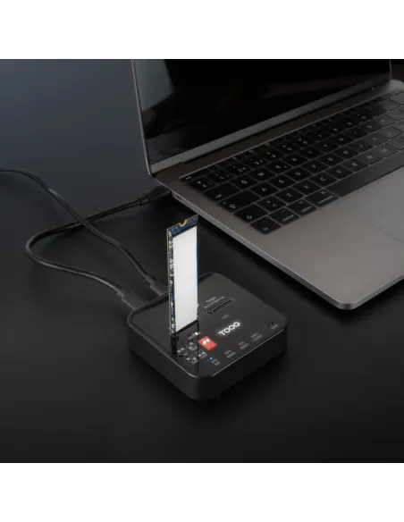 TooQ Docking Station USB-C 3.2 Gen 2 Dual Bay para SSD M.2 NGFF NVMe Clonador, Negro